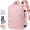 MIAOKE Zaino da Viaggio Impermeabile, 35 Litri, 10 Tasche Per Scarpe, Scomparto Per Laptop da 15,6 Pollici, Ideale Per I Viaggi in Aereo,Rosa