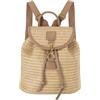 LA HUATE Zaino da donna in paglia intrecciata a mano, stile bohémien, da spiaggia, per vacanze estive, cachi, M, Vacanze