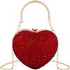 Aisi Mini pochette da donna a forma di cuore, borsetta da sera con catena, borsa a tracolla per matrimoni, feste, cocktail e balli, Rosso