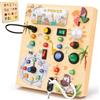 MILFECH Montessori Giocattolo Busy Board, Tavola da attività in legno, con 10 interruttori e 17 luci a LED, giocattolo per le abilità motorie per bambini a partire da 1 2 3 anni (legno massello)