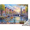 JWNDFKPVXZGL Canale Amsterdam Puzzle 1000 Pezzi Puzzle per Adulti Tramonto Bicicletta Puzzle per Famiglia Relax Arredo Casa 38x26cm/1000pcs