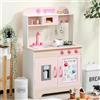 SainSmart Jr. Cucina da gioco in legno per bambini, set da cucina premium per bambini, include fornello, frigorifero e accessori per ragazze, rosa