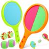 BSTDAYEVER Cattura Racchette Palline Set Racchettoni Giochi Spiaggia Toss e Cattura Gioco Della Palla Racchette con Pallina Che Si Attacca Bambini Catch Ball e Toss Game con 2 Pagaie e 4 (Arancione, verde)