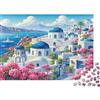 FBFNIOPZUYAw Architettura Santorini Puzzle per Adulti Puzzle 1000 Pezzi Fiori Rosa Gioco di Puzzle 1000 Pezzi Carta Relax Casa 38x26cm/1000pcs