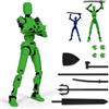 PKKP T13 Action Figure, 20 cm T13, action figure con più giunti, stampa 3D multi jointed Movable, action figure robot, action figures decorazione desktop (verde-nero)