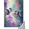 VZQWERTYU Colibrì Arte Floreale Puzzle 1000 Pezzi Carta per Adulti Relax Concentrazione Decorazione Regalo 38x26cm/1000pcs