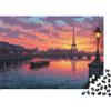 SBMASCJJZRCV Tramonto Parigi Puzzle 1000 Pezzi in Carta per Adulti Allenamento Mentale Carta Spessa Educativo Torre Eiffel Parigi Decorazione da Parete 38x26cm/1000pcs