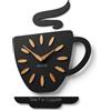 FLEXISTYLE Orologio da parete rustico da cucina Coffee Cup in legno, silenzioso, decorativo per cucina, caffè e soggiorno