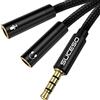 SUCESO Cavo Audio Microfono Cuffie Adattatore Jack 1M Sdoppiatore Microfono Cuffie Splitter Jack 3,5mm Maschio a 2 Femmina Cavo Audio Splitter per PS4,Xbox One,Smartphone,PC,Altoparlanti e Laptop-Nero