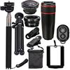 Tenlacum 10 in 1 kit di lenti teleobiettivo universale per telefono cellulare 12x teleobiettivo Fish Eye obiettivo grandangolare obiettivo macro selfie stick monopiede telecomando Bluetooth