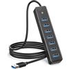 GiGimundo PG7U Hub USB 3.0 7 Porte con Cavo Lungo 1M, Porta di Ingresso Alimentazione 5V/3A, Porta USB Multipla per PC Laptop, MacBook più Vecchi, PS4, PS5, Tastiera, Mouse, Unità Flash