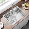 CECIPA 60x45 cm Lavello Cucina 1 Vasca con Foro e Cestello, Lavandino Cucina per Mobile da 60cm, Lavelli in Acciaio Inox da Incasso o Banco con Sifone e Scarico
