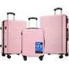 Shavont Set 3 Valigie Rigide in ABS, Valigia Bagaglio a Mano 55x40x20, Valigia Media, Valigia Grande, Trolley con 4 Ruote Doppie 360° Silenziose (3 Pezzi, Rosa)