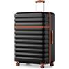 KONO Valigetta rigida in ABS + PC leggera valigetta da viaggio con 4 ruote TSA, nero/marrone, XXL(86cm)