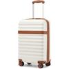 KONO Valigia Bagaglio a Mano Trolley Piccola Valige Rigida ABS+PC Hardshell Leggero Viaggio Cabina con 4 Ruote e TSA Lucchetto, Crema/Marrone