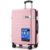 Shavont Valigia Media Rigida in ABS, Trolley Leggero con 4 Ruote Doppie 360° Silenziose, Serratura Integrata, Valigia da Viaggio 66x45x26,5 cm (66 cm, Rosa)