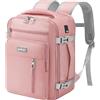 YOKGO Zaino Ryanair 40x30x20 Bagaglio a Mano per Wizzair/Vueling (24-30L Espandibile) Zaini da Viaggio Cabina,Borsa Aereo Porta PC Laptop 15.6" Per Donna,Uomo,Trekking e Lavoro.Travel Backpack Rosa