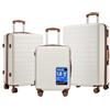Shavont Set 3 Valigie Rigide in ABS, Valigia Bagaglio a Mano 55x40x20, Valigia Media, Valigia Grande, Trolley con 4 Ruote Doppie 360° Silenziose (3 Pezzi, Bianco Crema)