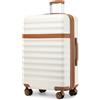 KONO Valigia Grande 23 kg Trolley Espandibile 75cm ABS+PC, Crema/Marrone