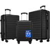 Shavont Set 3 Valigie Rigide in ABS, Valigia Bagaglio a Mano 55x40x20, Valigia Media, Valigia Grande, Trolley con 4 Ruote Doppie 360° Silenziose (3 Pezzi, Nero)