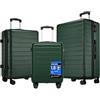 Shavont Set 3 Valigie Rigide in ABS, Valigia Bagaglio a Mano 55x40x20, Valigia Media, Valigia Grande, Trolley con 4 Ruote Doppie 360° Silenziose (3 Pezzi, Verde)