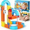 Toyokid 56 Pezzi Trenino Elettrico per Bambini, Giochi Bambini 3 4 5 6 7 8 Anni DIY Cube Track Regalo Bambina 3-8 Anni 3D Elettrico Klickrail Pista Magnetica Macchinine Regali di Pasqua per bambini