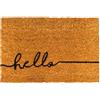 Relaxdays zerbino fibra di cocco 'hello' 60x40 cm, antiscivolo, resistente intemperie, interno/esterno, multicolore
