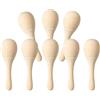 SylvaLexis Set di 8 maracas in legno grezzo fai da te, sonagli a percussione per musica e pittura, S