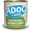 Adoc Naturally Premium, Alimento Umido Complementare per Cani, Filetti di Pollo con Riso e Carote, 16 Lattine da 285 g, in Gelatina, Senza Conservanti e Coloranti
