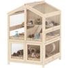 PawHut Gabbia in legno per criceti grande 3 piani 26.8x24.2x35.4 pollici | Cime apribili, vassoio estraibile, capanne, altalene, rampe, ciotole d'acqua, per animali, conigli, cavie, ratti, gerbilli