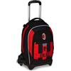 Seven Milan Trolley Scuola Jack 3 Ruote, Rosso Nero, Squadra Calcio, Zaino Co...
