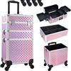 BAKAJI Trolley Make Up 3 in 1 Professionale con Trama Oleografica a Triangola...