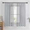 PONY DANCE Tende per Interni con Fettuccia Decorazione Casa Curtains Filtraggio Luce Morbida Tende Trasparenti per Salotto Moderne 2 Pezzi L 140 x A 160 cm, Grigio Chiaro