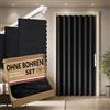 JILRON 100% Tenda Oscurante per Porta - Stile Pieghevole a Fisarmonica con Chiusura Magnetica, Montaggio Adesivo senza Fori, incl. Barra Adesiva, Oscuramento & Protezione dal Vento, Nero, A201 x L106