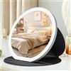 Homirty Specchio Trucco con Luci a 3 Colori, Specchio Trucco Pieghevole Portatile, Specchi Ricaricabile con Luce, Specchi da scrivania per Viaggio, 3 Modalità di Luci Luminosità Regolabile (Nero)