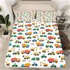Loussiesd Set di lenzuola con tema Trattori di Macchine dei Cartoni Animati per bambini, Set di lenzuola per bambini, costruzione di veicoli, Biancheria da Letto, decorazione di macchinari pesanti, Biancheria