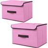 NCRGB Scatole Portaoggetti in Tessuto,Scatole Portaoggetti Scatole per Armadio con Coperchio Set,Pieghevole,Contenitore per Armadio,Vestiti,Armadi (36×23×24cm/2pack, Rosa)
