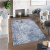 TAPISO Toscana Tappeto Soggiorno Salotto Sala Camera Letto Moderno Elegante Glamour Geometrico Quadrati fumé Blu Oro Pelo Corto Stampato Antiscivolo 140 x 200 cm
