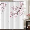 Hnmdmyi Tenda da doccia Fiori di Ciliegio 180x200, Fiori Rosa Tende da doccia stile giapponese asiatico Sakura Art Tenda da bagno impermeabile in poliestere tessuto lavabile per bagno con ganci