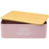 CASA HEAVEN Contenitore Portapane con cap di bambù 35x12x23 CM - Rosa-Scatola Pane da Cucina in Metallo con Coperchio in Bambù - Design Vintage