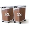 Nobleza - Contenitore per Animali da 30+40L， Animali Domestici Scatola di Alimenti con Ruote Contenitore， Coperchio Ribaltabile， Ermetico， Trasparente， Ruote e Pala， per Cibo per Cani e Gatti， Grigio
