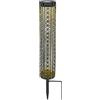 Globo - Lampada solare a LED cilindrica con fessure e decorazioni floreali, in metallo, 7 x 46 cm, colore: Nero/Oro