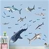 wondever Adesivi Murali Squalo Sotto Il Mare Sticker da Muro Oceano Pesce Adesivi da Parete per Bagno Camerette Bambini Asilo Nido