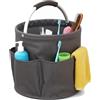 Zbozzba Organizer Pieghevole per La Pulizia con Manico, 17L,Grigio Scuro | Borsa porta attrezzi con 6 tasche esterne, cestino per la pulizia portatile, adatta per il giardino e per l'uso interno