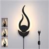 Lightess Applique da Parete Interno Moderno Lampada da Parete Luminosità Regolabile Lampada LED con Interruttore Luce con Spina Europea per Soggiorno, Corridoio, Camera da Letto, Bianco Caldo，Nero