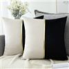 Artscope Set di 2 Velluto Federe Copricuscini Decorativi Fodere per Cuscini Patchwork in Pelle Oro per da Letto Soggiorno Divano Auto Fodera per Cuscini 45x45cm, Nero e Bianco