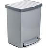 TATAY Contenitore Differenziata con Pedale 25L | Divisorio Interno per 2 Rifiuti | Interno ed Esterno | Per Sacchetti da 30L | Plastica Resistente Senza BPA | 33,5x31x42 cm, Grigio