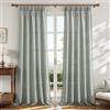 MRTREES Tende Lino Semitrasparenti con Fettuccia per Interni Moderne Soggiorno Camera da Letto 2 Pezzi 140x260 cm, Tenda da Interno per Salotto Eleganti Sala Cameretta Bambini, Verde Grigio