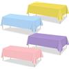 QUERICKY Confezione da 4 tovaglie pastello, tovaglie rettangolari colorate per gelato 220x130 cm, decorazioni di colori pastello arcobaleno per compleanno, festa arcobaleno, festa a tema gelato, baby shower