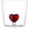 Ichendorf Milano Tumbler, Rosso, Collezione Cuore, 35 cl, Vetro Borosilicato, Fatto a Mano